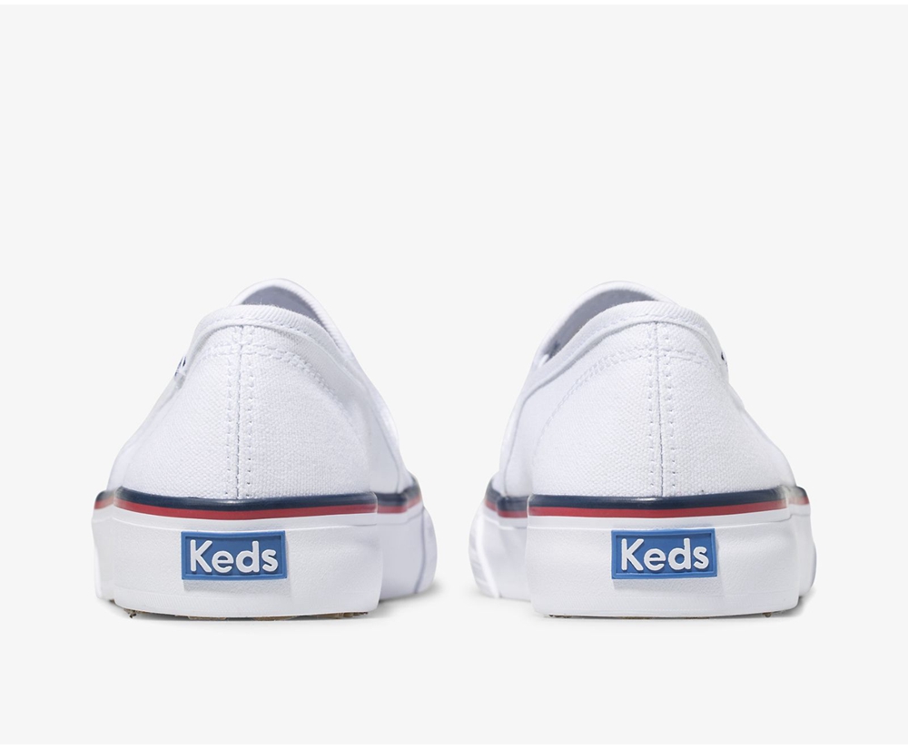 Slip Ons Keds Femme Blanche - Washable Double Decker Varsity - 145-PRDTWI